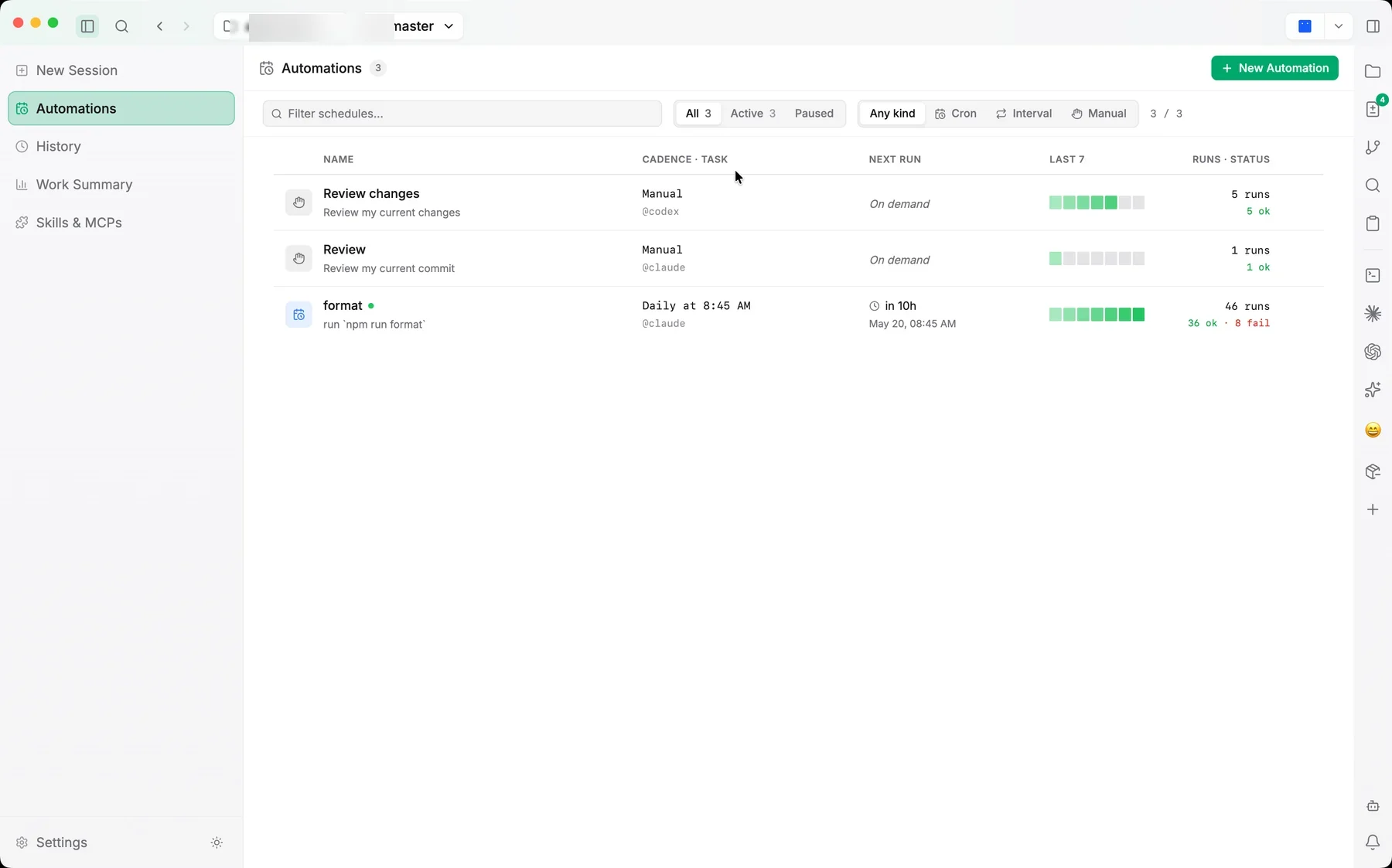 The Scheduled Tasks list with triggers and health status.
